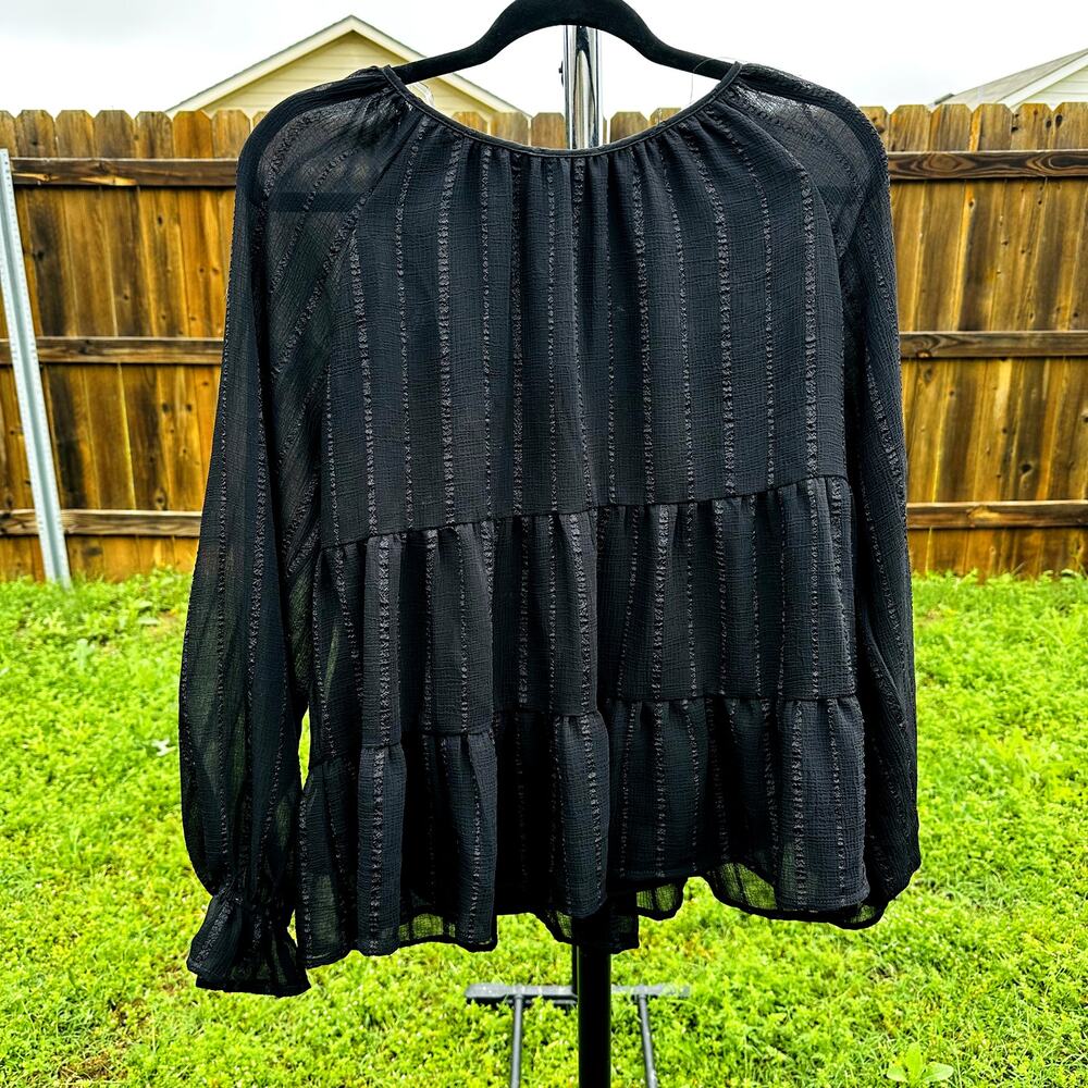 Andree by Unit Black Sheer long sleeve blouse Size Medium